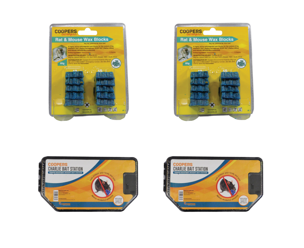 Coopers Charlie Bait Station & 85g Rat & Mouse Wax Blocks - 2 Pack