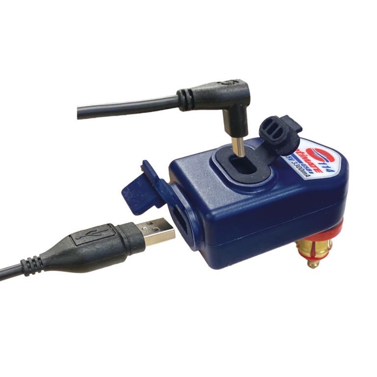 OptiMate USB O-114 Dual 90 USB Charger for DIN/BIKE Socket (3300mA, USB-A + USB-C)