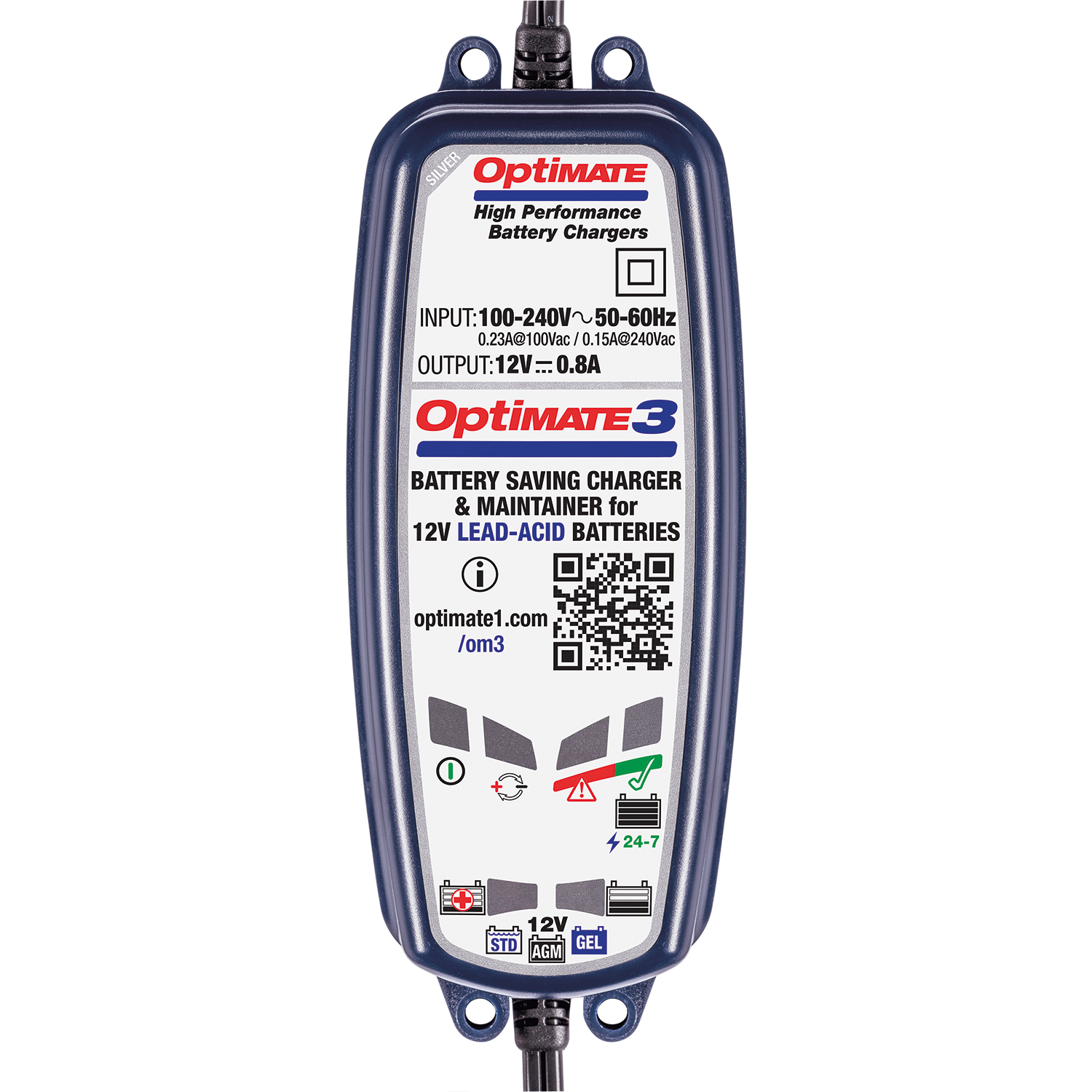OptiMate 3 TM 430 Desulphating Charger Maintainer Tester for 12 V Batteries