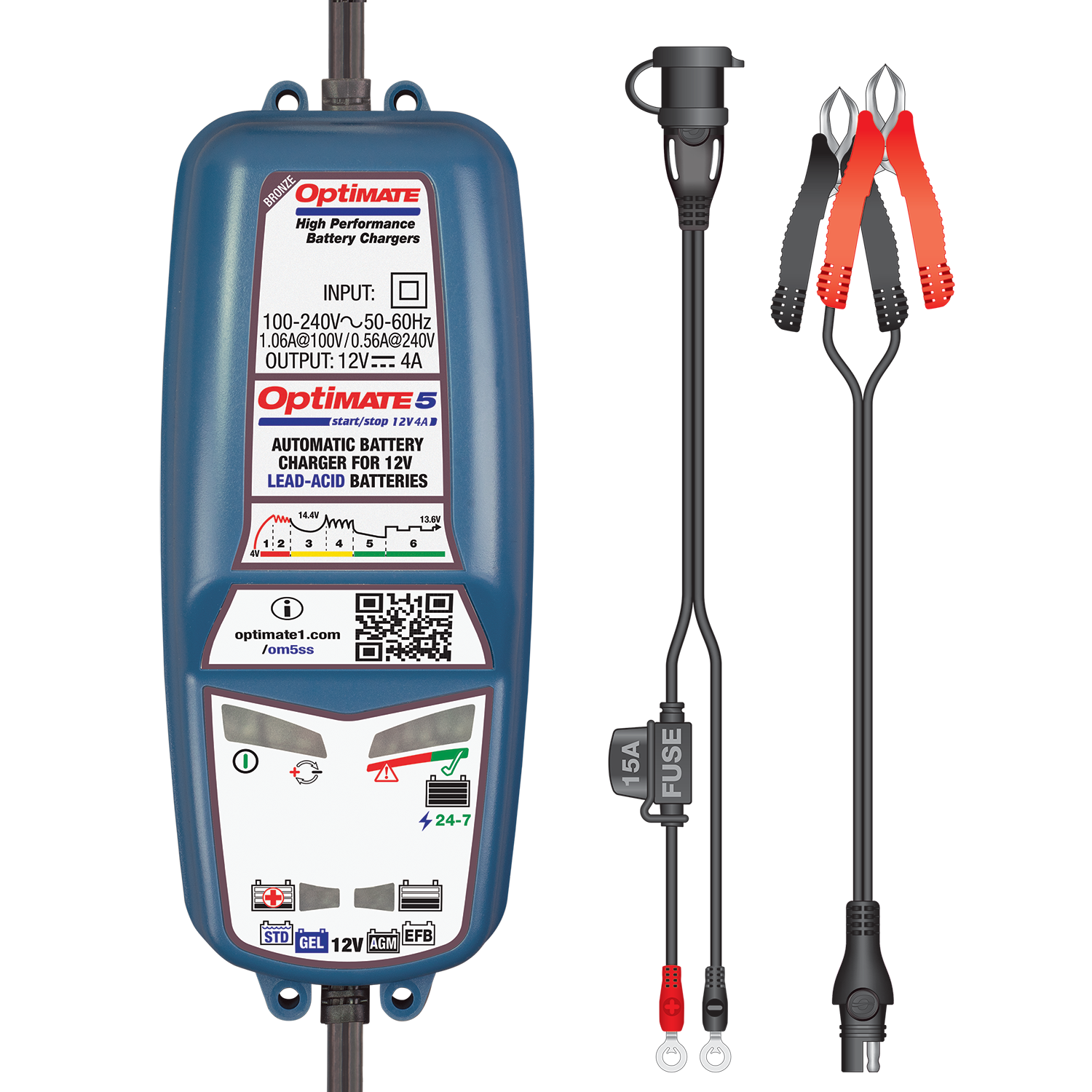 OptiMate 5 Start-Stop TM 220 BRONZE series battery charger, tester & maintainer