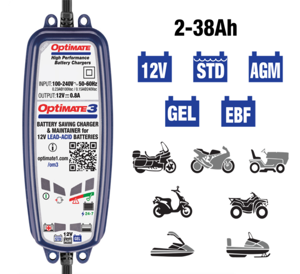 OptiMate 3 TM 430 Desulphating Charger Maintainer Tester for 12 V Batteries