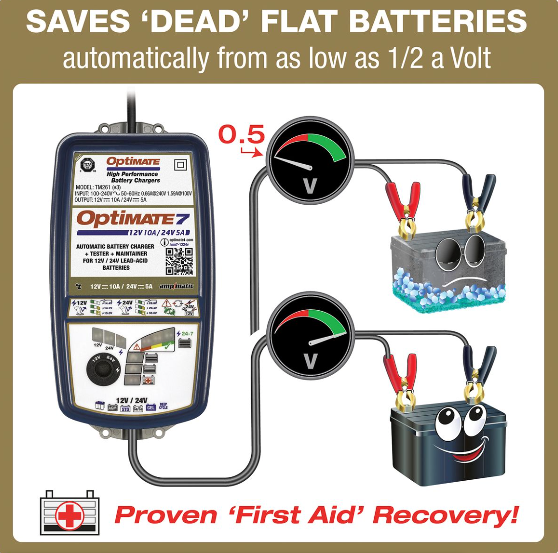 OptiMate TM 260 7 12-24v2 GOLD series battery saver, charger, tester & maintainer