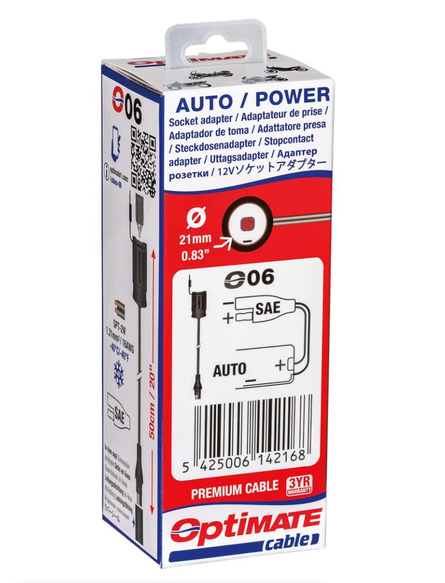 OptiMate CABLE O-06 Adapter cable, SAE to AUTO socket