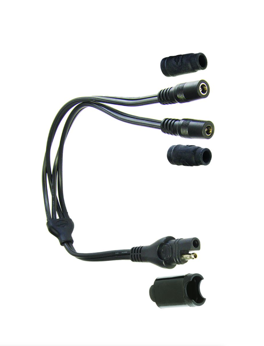 OptiMate CABLE O-35 Y-splitter cable, SAE IN to 2 x DC sockets OUT - 30 cm