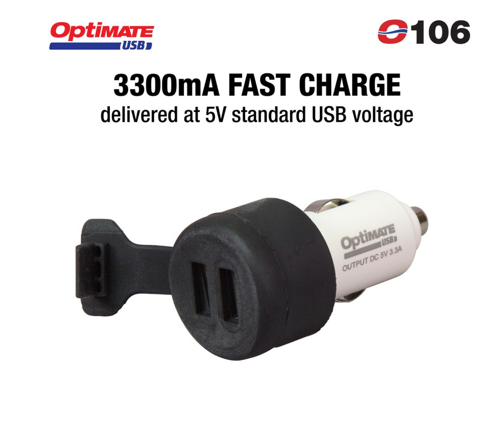 OptiMate USB O-106 Dual USB Charger for 12V Cigarette Sockets (3300mA)