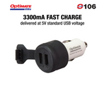 OptiMate USB O-106 Dual USB Charger for 12V Cigarette Sockets (3300mA)