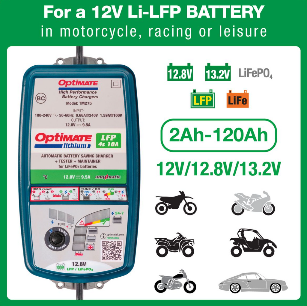 OptiMate TM 274v2 Lithium LFP 4s10A LITHIUM series LiFePO Lithium Battery charger